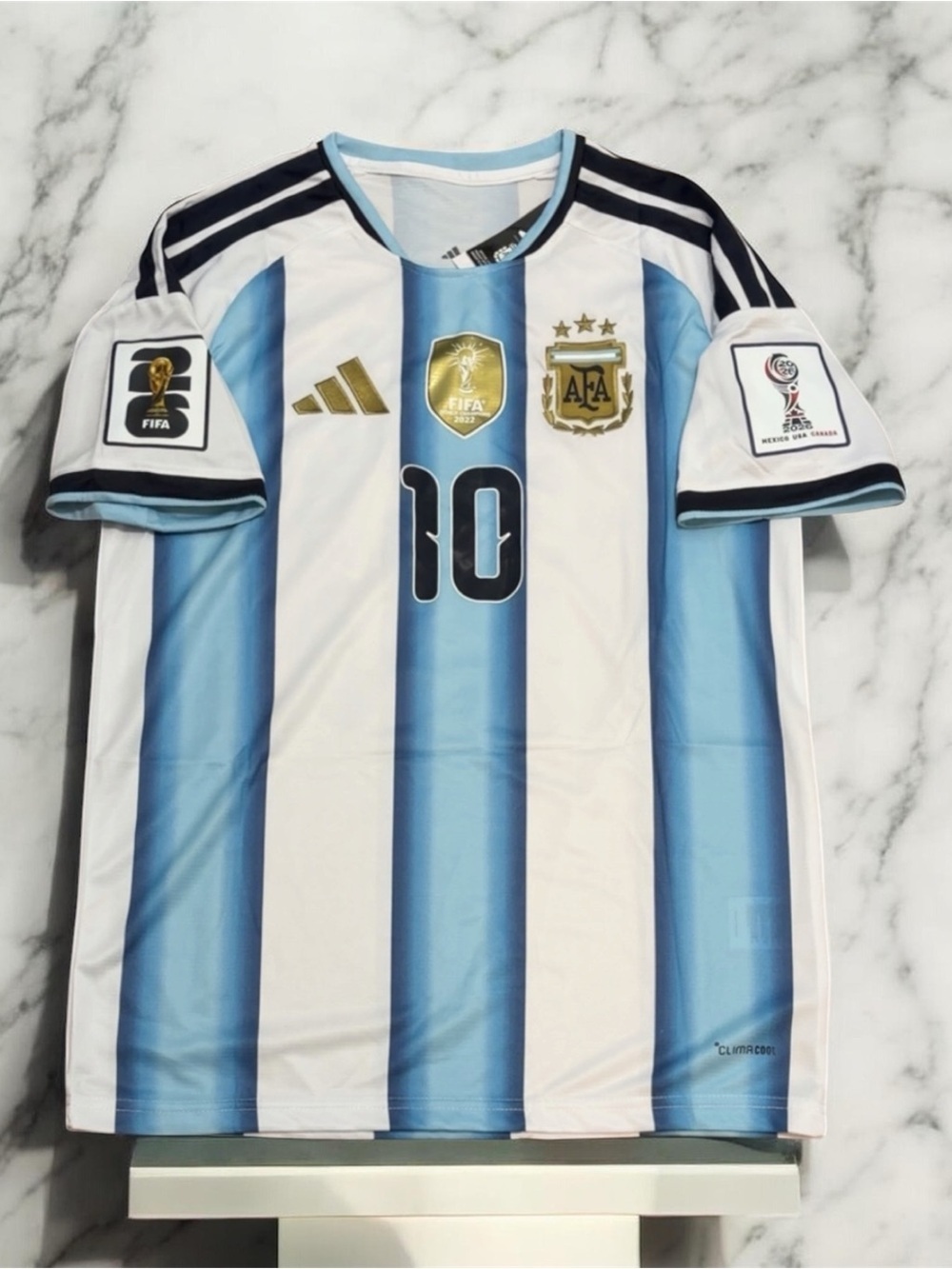 Lionel Messi #10 Argentina Home Soccer Jersey World Cup Fan Shirt - Picture 2 of 2
